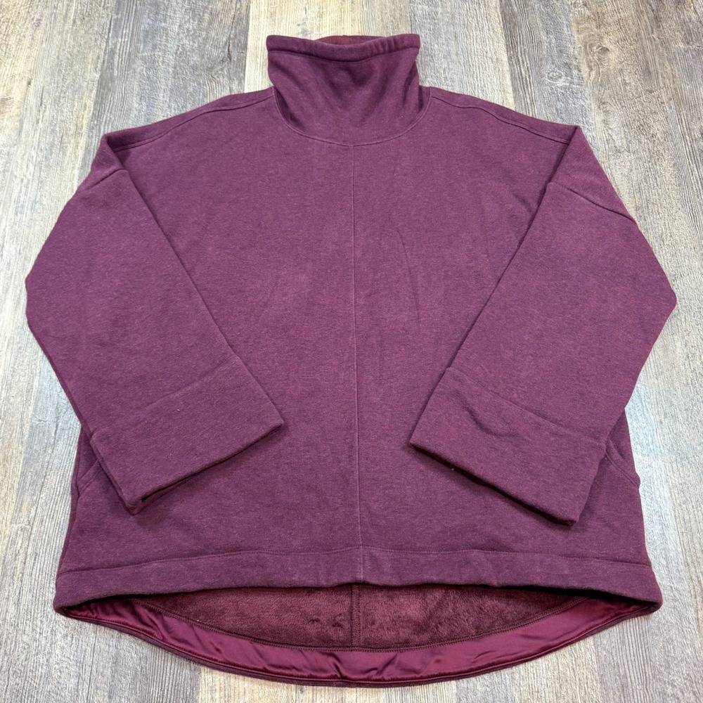 Athleta Cozy Karma Funnel Neck Oversized Sweatshirt Women Large Burgundy Plum